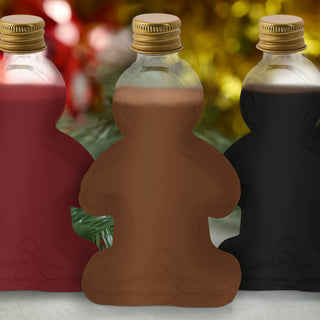 Flasche Lebkuchenmann 9er Set 50ml Glas Metall 6x11x2,5cm gold Glasflasche Formflasche zum Befüllen Schraubdeckel Weihnachtsgeschenk