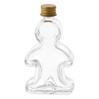 Flasche Lebkuchenmann 9er Set 50ml Glas Metall 6x11x2,5cm gold Glasflasche Formflasche zum Befüllen Schraubdeckel Weihnachtsgeschenk