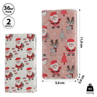 Taschentücher 'Santa' 36x10er Pack Display 5x11x2cm Papier 3lagig Papiertaschentücher Tempo Nikolaus Rentier Tannenbaum HoHoHo 2 Motive