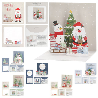 Grußkarte 3D Pop-Up 6er Set 6 Motive Papier 250gsm 40x40cm Weihnachtskarte Weihnachtsgruß weihnachtliche Motive Karte zum Klappen