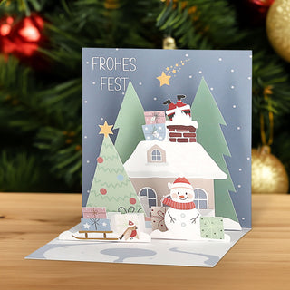 Grußkarte 3D Pop-Up 6er Set 6 Motive Papier 250gsm 40x40cm Weihnachtskarte Weihnachtsgruß weihnachtliche Motive Karte zum Klappen