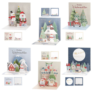 Grußkarte 3D Pop-Up 6er Set 6 Motive Papier 250gsm 40x40cm Weihnachtskarte Weihnachtsgruß weihnachtliche Motive Karte zum Klappen