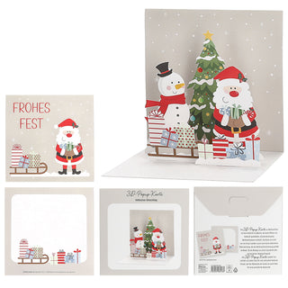 Grußkarte 3D Pop-Up 6er Set 6 Motive Papier 250gsm 40x40cm Weihnachtskarte Weihnachtsgruß weihnachtliche Motive Karte zum Klappen