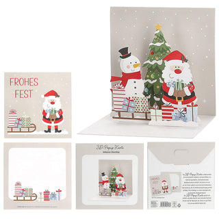 Grußkarte 3D Pop-Up 6er Set 6 Motive Papier 250gsm 40x40cm Weihnachtskarte Weihnachtsgruß weihnachtliche Motive Karte zum Klappen