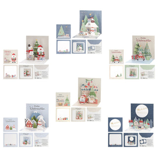 Grußkarte 3D Pop-Up 6er Set 6 Motive Papier 250gsm 40x40cm Weihnachtskarte Weihnachtsgruß weihnachtliche Motive Karte zum Klappen