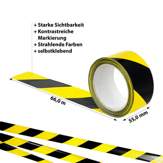 Markierungs-Klebeband Absperrband schwarz gelb 5,5cm breit 66m lang Markierungsband Gefahrband Absperrband