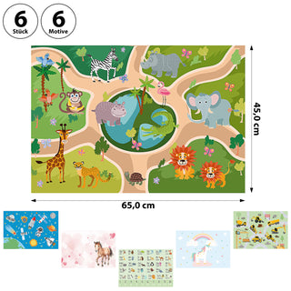 Schreibtischunterlage 6er Set Kindermotive 65x45cm Kunststoff mehrfarbig Unterlage Tischmatte Kinderschreibtisch-Unterlage