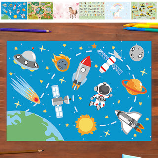 Schreibtischunterlage 6er Set Kindermotive 65x45cm Kunststoff mehrfarbig Unterlage Tischmatte Kinderschreibtisch-Unterlage