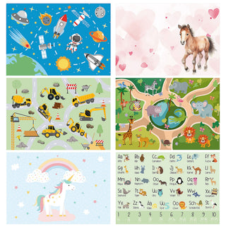 Schreibtischunterlage 6er Set Kindermotive 65x45cm Kunststoff mehrfarbig Unterlage Tischmatte Kinderschreibtisch-Unterlage