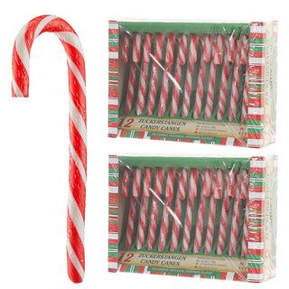 Zuckerstangen 24tlg rot/weiß gestreift je 10g essbar Pfefferminzgeschmack Weihnachtsdeko Candy Cane verpackt Spazierstock