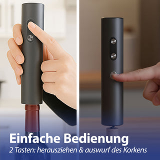 Elektrischer Weinflaschenöffner Kunststoff schwarz 4,5x22,5cm Flaschenöffner Entkorken per Knopfdruck batteriebetrieben Korkenzieher