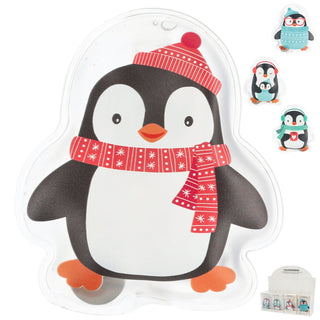 Taschenwärmer 4er Set Pinguin vier Motive 8,5x10cm PVC Taschenheizkissen Wärmer Handwärmer Gelkissen wiederverwendbar