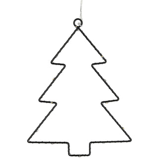 LED Tannenbaum 3er Set zum Aufhängen schwarz 12 LEDs 18x21x0,3cm Eisen Kunststoff batteriebetrieben Weihnachtsbaum Dekoleuchte Gartendekoration