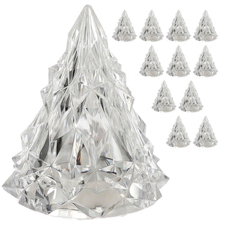 LED Weihnachtsbaum Kristall 12er Set klar 6x8cm Kunststoff warmweiß Ein-/Ausschalter Kerze flammenlos Kristalloptik Tannenbaum