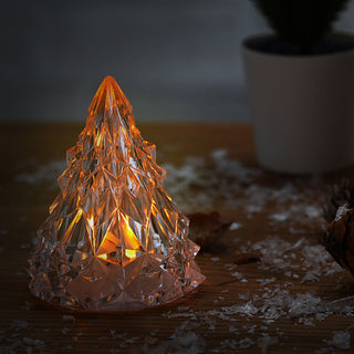 LED Weihnachtsbaum Kristall 12er Set klar 6x8cm Kunststoff warmweiß Ein-/Ausschalter Kerze flammenlos Kristalloptik Tannenbaum