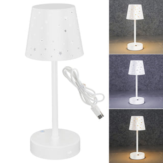 LED Tischleuchte Sterne gestanzt weiß stufenlos dimmbar 3 Weißtöne 10x28cm USB-C zu USB Ladefunktion Touchfunktion