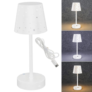 LED Tischleuchte Sterne gestanzt weiß stufenlos dimmbar 3 Weißtöne 10x28cm USB-C zu USB Ladefunktion Touchfunktion