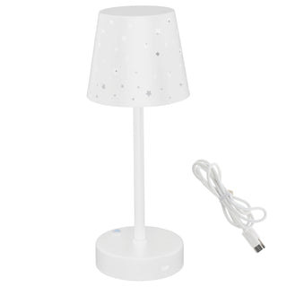 LED Tischleuchte Sterne gestanzt weiß stufenlos dimmbar 3 Weißtöne 10x28cm USB-C zu USB Ladefunktion Touchfunktion