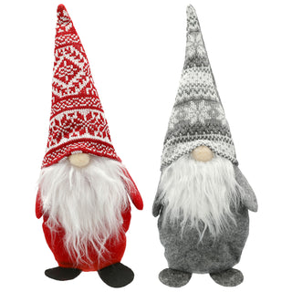 Wichtel zum Aufstellen 2er Set rot grau H33cm Polyester Weihnachtswichtel Zwerg Weihnachtsdekoration Gnom