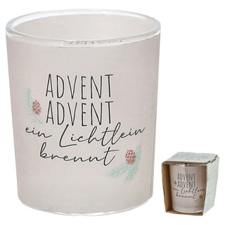 Wunschlicht 'XMAS' 4er Set 4 Motive Sprüche Glas Papier Ø6x7cm grün weiß rosa hellblau Teelichthalter Kerzenhalter Windlicht Weihnachtsdeko