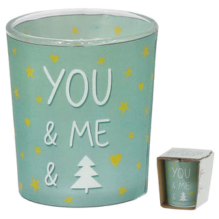 Wunschlicht 'XMAS' 4er Set 4 Motive Sprüche Glas Papier Ø6x7cm grün weiß rosa hellblau Teelichthalter Kerzenhalter Windlicht Weihnachtsdeko