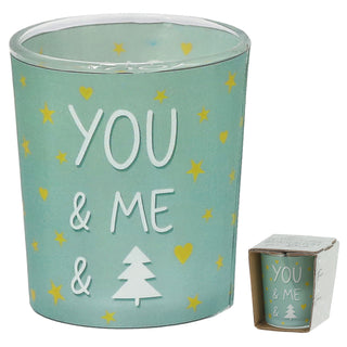 Wunschlicht 'XMAS' 4er Set 4 Motive Sprüche Glas Papier Ø6x7cm grün weiß rosa hellblau Teelichthalter Kerzenhalter Windlicht Weihnachtsdeko