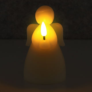 LED Echtwachskerze Engel 2er Set creme 7x12x7cm Flackerfunktion Timerfunktion batteriebetrieben Weihnachtsdeko