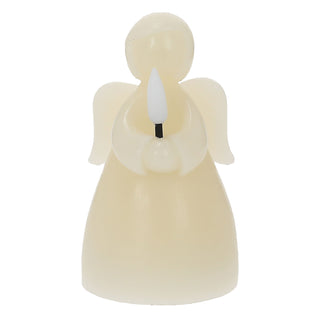 LED Echtwachskerze Engel 2er Set creme 7x12x7cm Flackerfunktion Timerfunktion batteriebetrieben Weihnachtsdeko