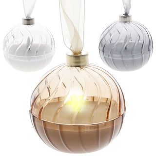 LED Echtwachskerze Christbaumkugel 3er Set gold silber weiß Ø9cm Wachs Kunststoff Flackerfunktion Timerfunktion batteriebetrieben Kugel zum Aufhängen