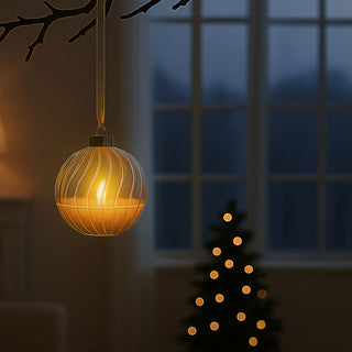 LED Echtwachskerze Christbaumkugel 3er Set gold silber weiß Ø9cm Wachs Kunststoff Flackerfunktion Timerfunktion batteriebetrieben Kugel zum Aufhängen