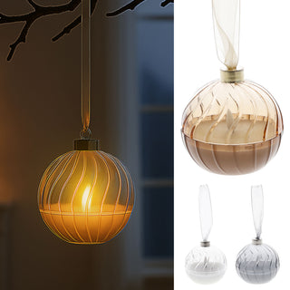 LED Echtwachskerze Christbaumkugel 3er Set gold silber weiß Ø9cm Wachs Kunststoff Flackerfunktion Timerfunktion batteriebetrieben Kugel zum Aufhängen