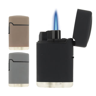 Jet Feuerzeug 3er Set Brenner Soft Touch 3 Farben 4x6,5x1,9cm ABS nachfüllbar regulierbare Flamme Sturmfeuerzeug Gasfeuerzeug