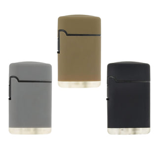 Jet Feuerzeug 3er Set Brenner Soft Touch 3 Farben 4x6,5x1,9cm ABS nachfüllbar regulierbare Flamme Sturmfeuerzeug Gasfeuerzeug