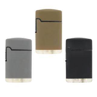 Jet Feuerzeug 3er Set Brenner Soft Touch 3 Farben 4x6,5x1,9cm ABS nachfüllbar regulierbare Flamme Sturmfeuerzeug Gasfeuerzeug