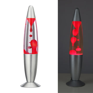 LED Lavalampe rot 10x40cm Glas Aluminium E14/R39 30 Watt 150cm Zuleitung Lavaleuchte Stimmungslicht Retro Dekolampe