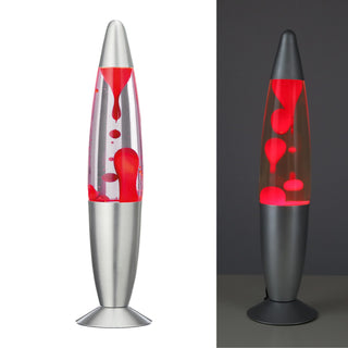 LED Lavalampe rot/blau/grün 10x40cm Glas Aluminium E14/R39 30 Watt 150cm Zuleitung Lavaleuchte Stimmungslicht Retro Dekolampe
