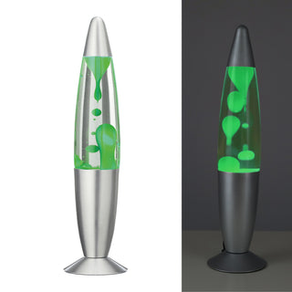 LED Lavalampe grün 10x40cm Glas Aluminium E14/R39 30 Watt 150cm Zuleitung Lavaleuchte Stimmungslicht Retro Dekolampe