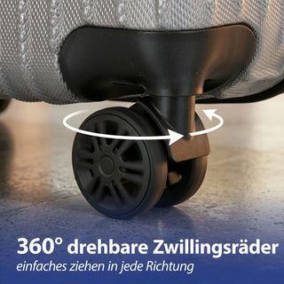 Reisekoffer Set blau/grau 3 Größen 20/24/28 Zoll ABS Teleskopstange 4 Zwillingsrollen Zahlenschloss Koffer Kofferset