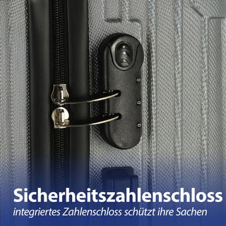 Reisekoffer Set blau/grau 3 Größen 20/24/28 Zoll ABS Teleskopstange 4 Zwillingsrollen Zahlenschloss Koffer Kofferset