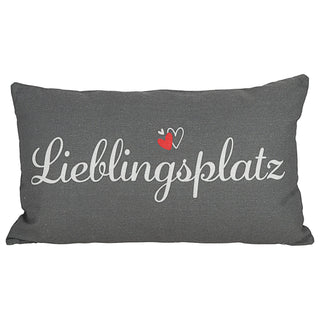 Kissen Herzensmensch 40x25cm grau weiß rot Baumwolle 180g Polyesterfüllung Reißverschluss Kuschelkissen einseitig bedruckt