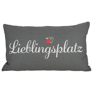 Kissen Herzensmensch 40x25cm grau weiß rot Baumwolle 180g Polyesterfüllung Reißverschluss Kuschelkissen einseitig bedruckt