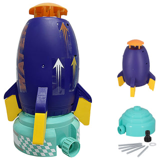 Wassersprinkler Rakete Kunststoff 24cm mehrfarbig Base Schlauadapter Sticker Wasserfontäne Sommer Outdoor Spielgerät Kinderspielzeug