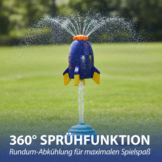 Wassersprinkler Rakete Kunststoff 24cm mehrfarbig Base Schlauadapter Sticker Wasserfontäne Sommer Outdoor Spielgerät Kinderspielzeug