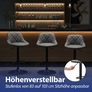 1/2x Barhocker Lounge gepolstert grau 49x103x47cm Polyester Eisen Hocker höhenverstellbar Tragkraft 150 Kg Barzubehör Barstuhl Stuhl Tresenhocker