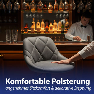 1/2x Barhocker Lounge gepolstert grau 49x103x47cm Polyester Eisen Hocker höhenverstellbar Tragkraft 150 Kg Barzubehör Barstuhl Stuhl Tresenhocker