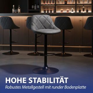 1/2x Barhocker Lounge gepolstert grau 49x103x47cm Polyester Eisen Hocker höhenverstellbar Tragkraft 150 Kg Barzubehör Barstuhl Stuhl Tresenhocker