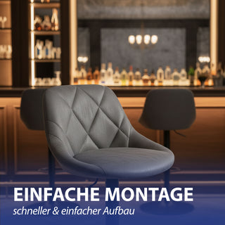 1/2x Barhocker Lounge gepolstert grau 49x103x47cm Polyester Eisen Hocker höhenverstellbar Tragkraft 150 Kg Barzubehör Barstuhl Stuhl Tresenhocker