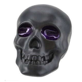 LED Totenkopf Vernebler Leuchtaugen lila 10x15x11cm Kunststoff schwarz Wassertank USB-C Kabel Schädel Halloweendekoration Nebeleffekt