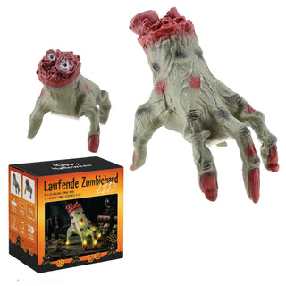LED Laufende Zombi-Hand Licht Sound Bewegung 13x18x17cm TPR PP batteriebetrieben leuchtend blutige abgetrennte Hand Horrordekoration Gruseleffekt animiert
