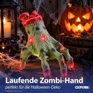 LED Laufende Zombi-Hand Licht Sound Bewegung 13x18x17cm TPR PP batteriebetrieben leuchtend blutige abgetrennte Hand Horrordekoration Gruseleffekt animiert